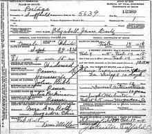 Elizabeth Jane Lutz Death Certificate